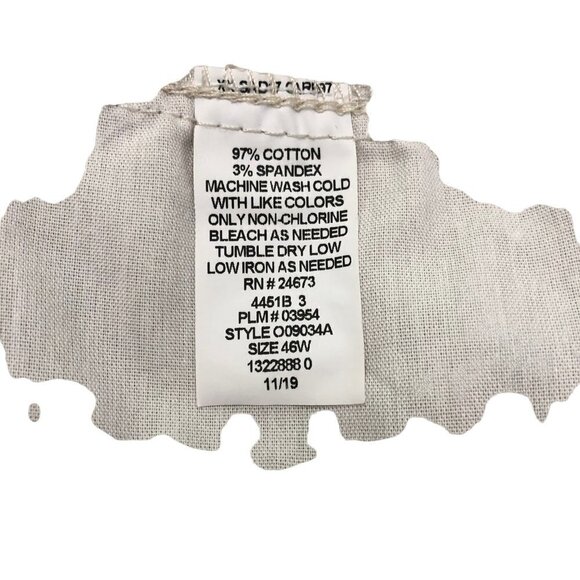 Men's Saddlebred Shorts Khaki Size 46W Front and Back Pockets Flat Front - Picture 4 of 6